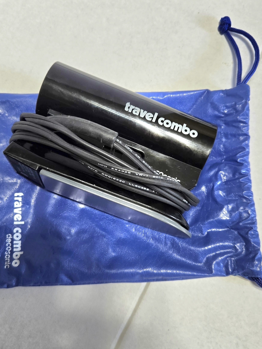 Vintage Decosonic Travel Combo 2-in-1 Hair Dryer Clothes Iron with Travel Bag